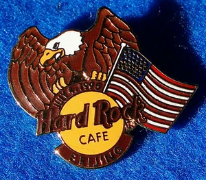 BEIJING CHINA 4th JULY 1995 AMERICAN BALD EAGLE BIRD & FLAG Hard Rock Cafe PIN - Picture 1 of 1