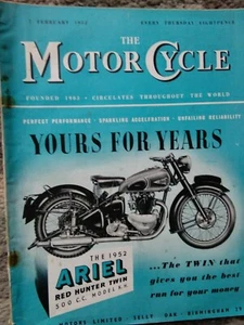 THE MOTOR CYCLE FEBRUARY 7 TH 1952 GEOFF DUKE SPORTSMAN ROAD TEST ADVERTS - Picture 1 of 5