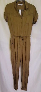 NWT Damaged Young Fabulous & Broke YFB Rayon Satin Green Jumpsuit Coverall XS - Picture 1 of 11