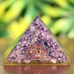 1 Pc Big Orgone Amethyst Beautiful Natural Stone Orgonite Energy Pyramid EMF - Picture 1 of 10