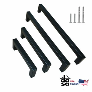  Tiradores de cajón de barra cuadrada de acero inoxidable negro tiradores de gabinete Ø 1/2" - Imagen 1 de 13