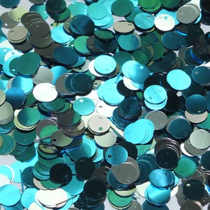 8mm Sequins Top Hole Turquoise Silver Shiny Metallic Reversible Made in USA - Picture 1 of 1