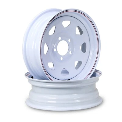 LIBRA 13 x 4.5 拖车车轮 5 Lug on 4.5 英寸螺栓图案白色辐条,套装 2 — 第 1/3 张图片