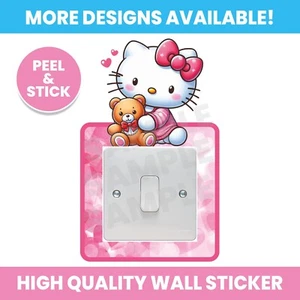 HELLO KITTY LIGHT SWITCH SURROUND WALL STICKER DECAL KIDS BEDROOM - Picture 1 of 1