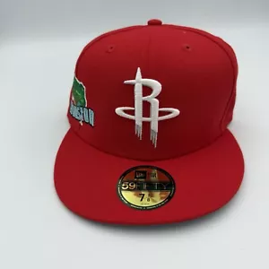 Men's Houston Rockets New Era Red Stateview 59FIFTY Fitted Hat SZ 7 1/8 - Picture 1 of 5
