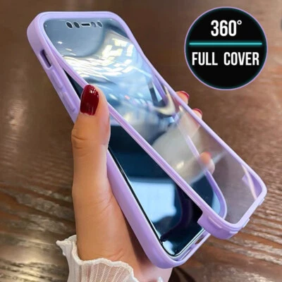 Full Body Clear Hybrid Shockproof 360 Case For iPhone 16 15 14 12 11 13 Pro Max - Image 1 of 4