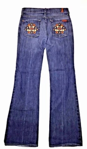 7 for all mankind Women's Stretch Blue Jeans Boot Cut Made in USA Size 25 X 29 - Picture 1 of 11