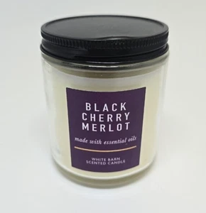 Tarro de velas Bath & Body Works White Barn Black Cherry Merlot de una sola mecha 7 oz nuevo - Imagen 1 de 2