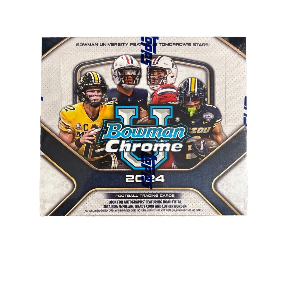 2024 Bowman Chrome University Football Factory Sealed Jumbo Box