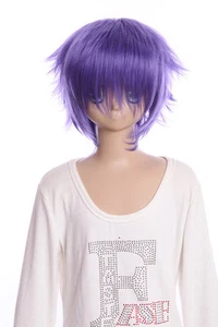 W-01-F13-3 Lila 35cm kurz Cosplay Perücke Wig gestuft Haare Anime Manga Karneval - Bild 1 von 4