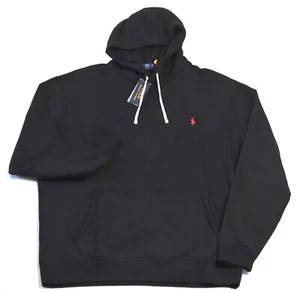 Polo Ralph Lauren Fleece Hoodie Black Pullover Red Pony 2XB 2X Big Tall NWT - Picture 1 of 10