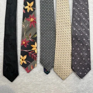 Lot of 5 Neck Ties Hilfiger/Zylos/Sean John Silk Geometric Floral Paisley Prom - Picture 1 of 5