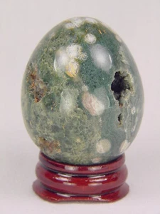 PERO Madagascar Océano Jaspe Lapidario Tallado 37mm X 45mm Huevo con Soporte 5084K - Imagen 1 de 2