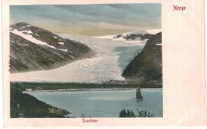 Ghiacciaio Svartisen panorama colorato a mano 1901 mai usato Norvegia - Foto 1 di 2