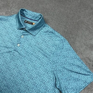 Herren Performance Golf Poloshirt Größe M Blau Allover Print Schnapsflaschen - Bild 1 von 10