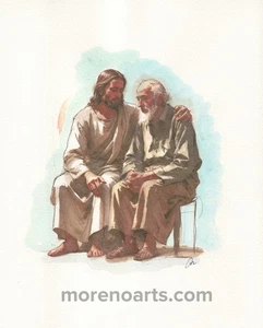 Original 8x10 Male Jesus Watercolor Painting “Tender Mercies” - Picture 1 of 1