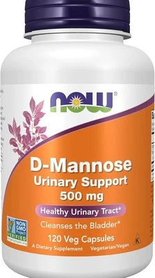 NOW D-Mannose 500 mg – Urinary Tract Support, 120 Veg Capsules - Image 1 of 4