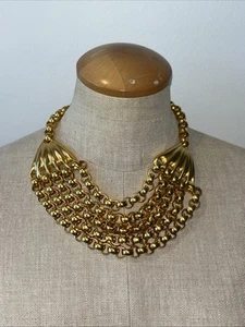 Huge Robert Lee Morris 1993 For Loewe 5 Strands Gold Plate necklace - Picture 1 of 6