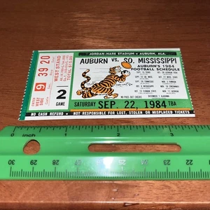 Auburn vs So 1984 Mississippi - Talón de boleto de fútbol 22/09/1984 - Forma justa - Imagen 1 de 9