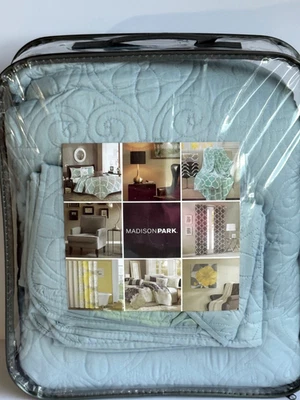 Juego de colcha reversible Madison Park Vancouver verde espuma de mar tamaño Reina. nuevo Foto 1 de 4