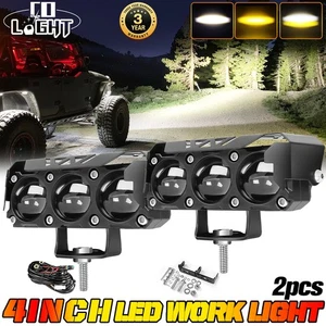 Projector 4" LED Work Light W/Amber Cube Pod Spot Flood Offroad Driving Fog Lamp - Picture 1 of 9