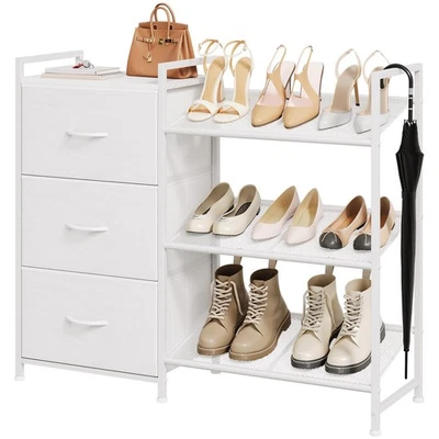 Zapatero, Organizador de Zapatos de 3 Niveles con 3 Cajones, Estante de Almacenamiento de Zapatos de Metal para... Foto 1 de 4