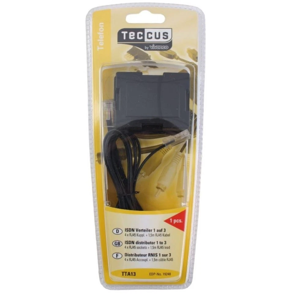 Vivanco RJ45 8P4C Y-Adapter 3-Fach Verteiler 1 auf 3 Splitter ISDN NTBA Telefon - Bild 1 von 1