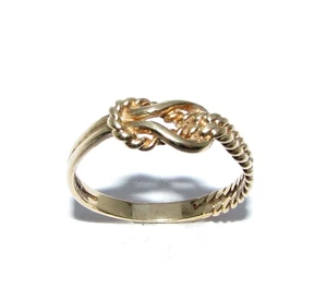 Damas Mujeres 9ct 9 quilates Oro Amarillo Doble Nudo Anillo Reino Unido Talla O 1/2 - Imagen 1 de 10