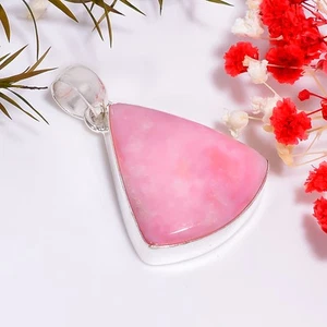 Pink Opal Ethnic Style Handmade Jewelry.925 Silver Plated Pendant 1.5" GSR-6052 - Picture 1 of 2