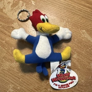Looney Tunes Woody Woodpecker 5 Zoll Plüsch-Schlüsselanhänger Clip Reißverschluss Ziehen mit Etikett - Bild 1 von 14