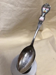 Antiker Andenkenlöffel Sterlingsilber ST PAUL MINN geätzt floral emailliert - Bild 1 von 7