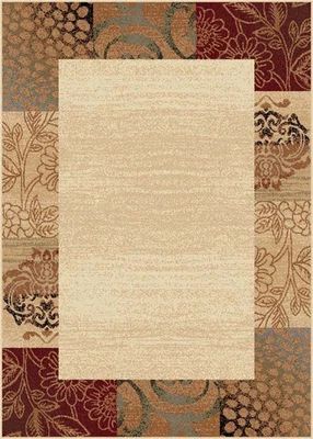 Ivories Border Blocks Country & Floral Area Rug Damask Bordered Flower Carpet - Image 1 of 3