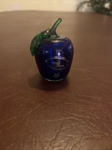 Terra Studio Vintage Hand Blown Cobalt Blue Glass Apple Paperweight - Picture 1 of 3