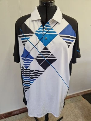 Puma Golf Polo Shirt Mens Large Black & White USP Dry Performance Geometric  — 第 1/4 张图片