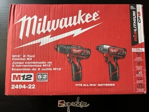 Milwaukee M12 12V Cordless Drill Driver/Impact Driver Combo Kit 2494-22 - Picture 1 of 9