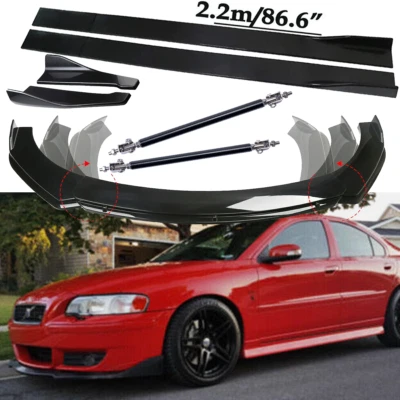 For Volvo S40 S60 S70 S80 Front Bumper Lip Spoiler Side+Skirts Rear Glossy Black Foto 1 de 4