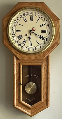 1977 Schoolhouse Regulator Long Drop Wall Gong Chime Clock 33" x 16" x 5" Cover