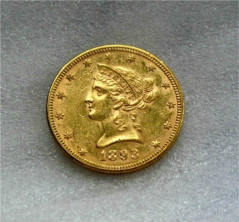 1893 USA $10 DOLLARS GOLD EAGLE COIN DOLLAR Philadelphia Cover