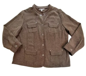 JM Collection Women Size 16W Brown Snap Front Jacket - Picture 1 of 8