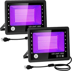 2er Pack 100W LED Schwarzlicht, Außen Schwarzlicht Fluter mit Stecker IP66 Wasser - Bild 1 von 6