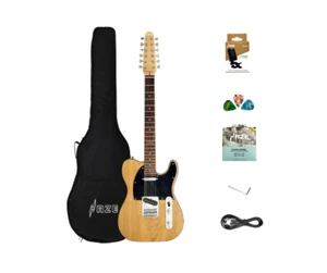 Haze 12-String Electric Guitar,SS,Ash Quilted Top+Soft Bag/Hard Case 100FNA 12SB - Bild 1 von 16