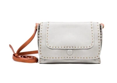 Bolso Bandolera Linea Pelle Cuero HUNTER Tachonado Nuevo con Etiquetas con Correa Ajustable Hueso/Bronceado Foto 1 de 4