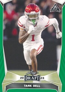 #38 TANK DELL 2023 Leaf Draft Football GREEN RC TEXANS