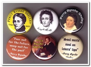 Percy Bysshe Shelley Botones Insignias Prendedores Poeta Inglés Romanticismo Poesía - Imagen 1 de 1