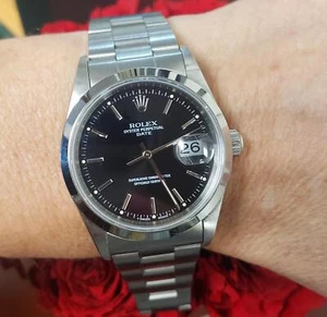 34mm Rolex Date 1996 Stainless Steel Oyster Perpetual Auto Black Dial 15200 - Picture 1 of 2
