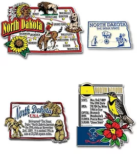 North Dakota Four-Piece State Magnet Set by Classic Magnets, Includes 4 Designs - Picture 1 of 5