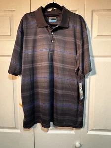 NEW, XXL PGA Tour DriFlux Series, Dark Grey W/ Lt Grey and Blue Striped Shirt - Picture 1 of 3