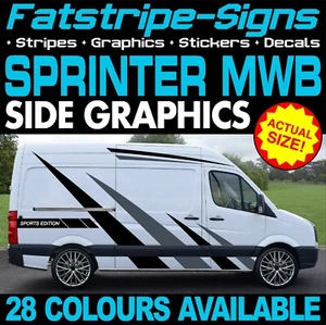passend für MERCEDES SPRINTER MWB GRAFIK AUFKLEBER STREIFEN RENNEN CAMPER VAN WOHNMOBIL - Bild 1 von 2