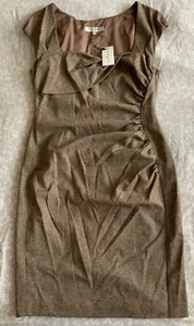 New Ladies LK Bennett Brown Tweed Cap Short Sleeve Fitted Tina Dress, Size 16 - Picture 1 of 6