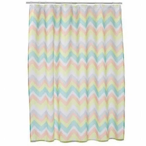 Simple By Design Pastel Chevron Fabric Shower Curtain Bath Decor - Picture 1 of 1